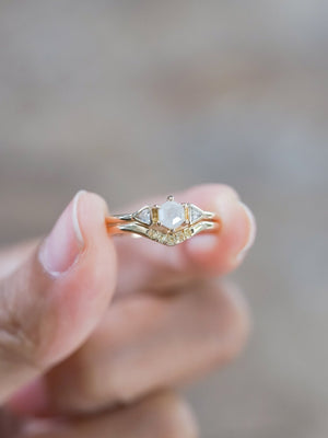 Hexagon Diamond and Yellow Sapphire Ring Set in Ethical Gold - Gardens of the Sun | Ethical Jewelry