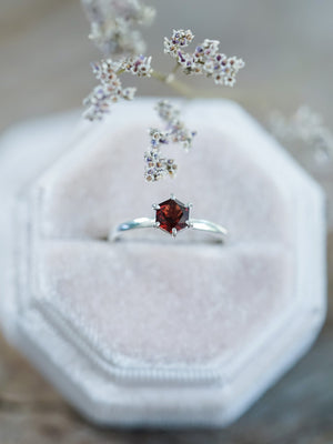Hexagon Garnet Ring - Gardens of the Sun | Ethical Jewelry