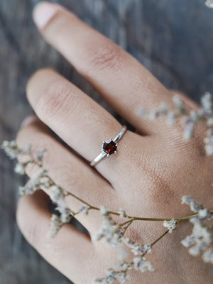 Hexagon Garnet Ring - Gardens of the Sun | Ethical Jewelry