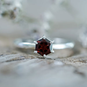 Hexagon Garnet Ring - Gardens of the Sun | Ethical Jewelry