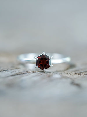 Hexagon Garnet Ring - Gardens of the Sun | Ethical Jewelry