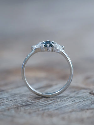 Hexagon Montana Sapphire and Diamond Ring in White Gold - Gardens of the Sun | Ethical Jewelry