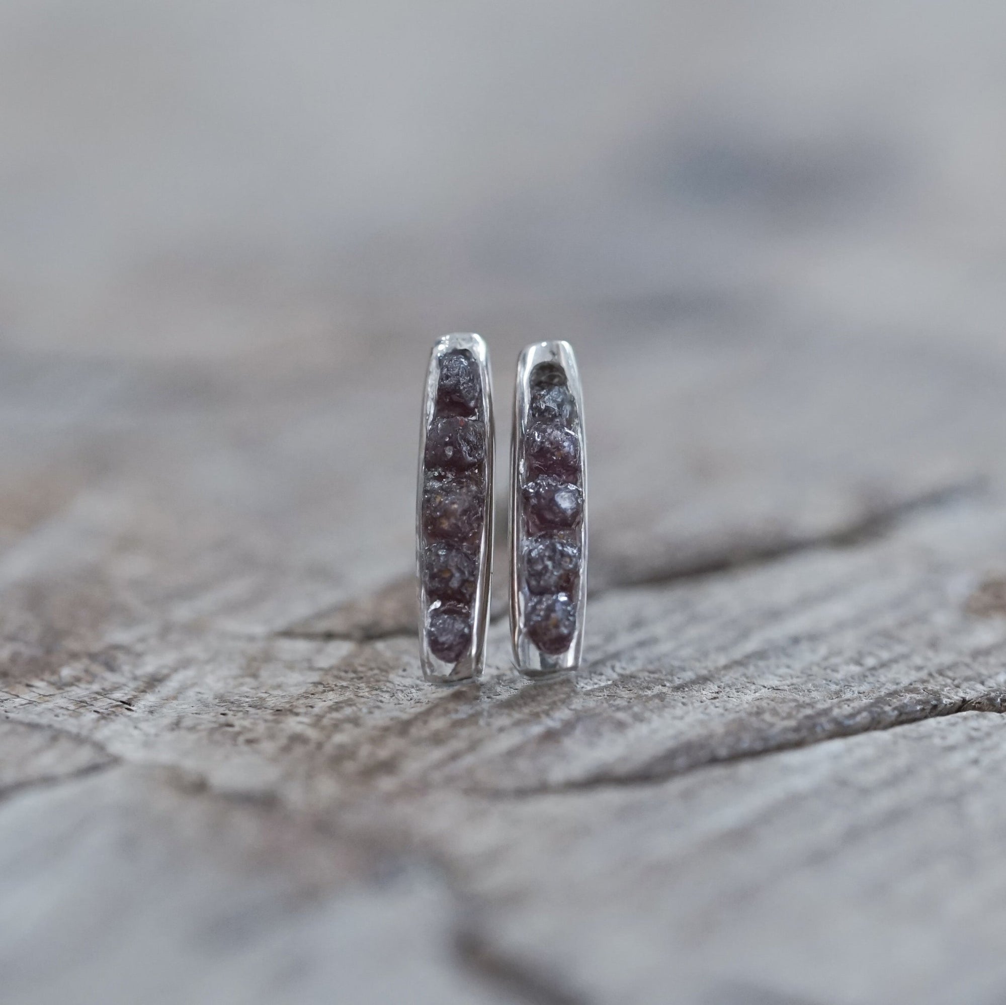 Rough Garnet Earrings with Hidden Gems - Gardens of the Sun | Ethical Jewelry