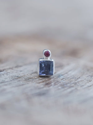 Iolite and Ruby Earrings - Gardens of the Sun | Ethical Jewelry