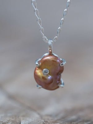 Keshi Pearl and Diamond Necklace - Gardens of the Sun | Ethical Jewelry