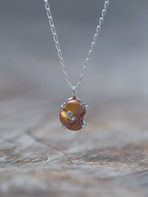 Keshi Pearl and Diamond Necklace - Gardens of the Sun | Ethical Jewelry