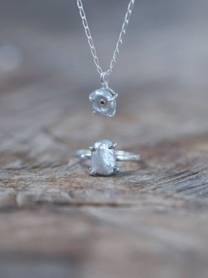 Keshi Pearl and Diamond Necklace - Gardens of the Sun | Ethical Jewelry