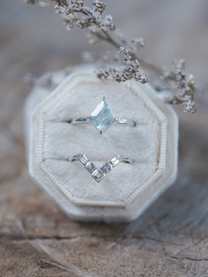 Kite Aquamarine, Spinel and Zircon Ring Set in Ethical White Gold - Gardens of the Sun | Ethical Jewelry
