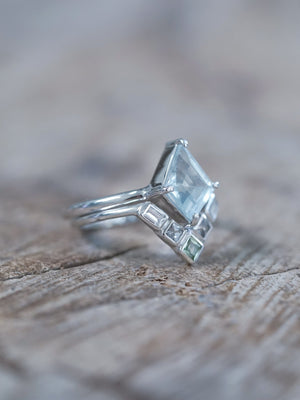 Kite Aquamarine, Spinel and Zircon Ring Set in Ethical White Gold - Gardens of the Sun | Ethical Jewelry