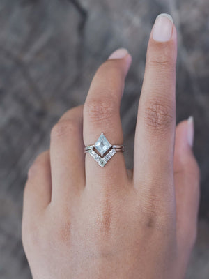 Kite Aquamarine, Spinel and Zircon Ring Set in Ethical White Gold - Gardens of the Sun | Ethical Jewelry