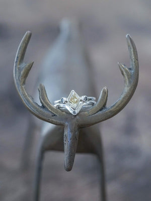 Kite Beryl and Salt and Pepper Diamond Ring Stack - Gardens of the Sun | Ethical Jewelry