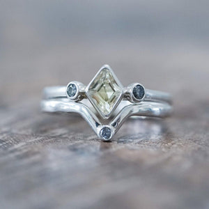 Kite Beryl and Salt and Pepper Diamond Ring Stack - Gardens of the Sun | Ethical Jewelry