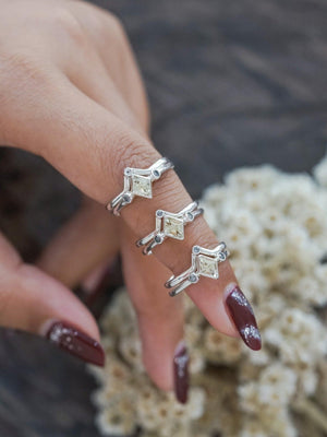 Kite Beryl and Salt and Pepper Diamond Ring Stack - Gardens of the Sun | Ethical Jewelry