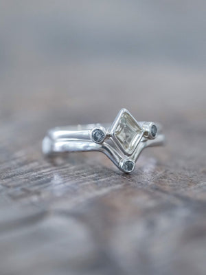 Kite Beryl and Salt and Pepper Diamond Ring Stack - Gardens of the Sun | Ethical Jewelry