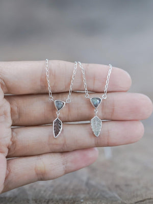 Labradorite and Tourmaline Leaf Necklace - Gardens of the Sun | Ethical Jewelry