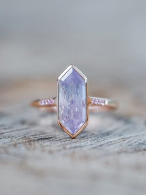 Lavender Hexagon Sapphire Ring in Ethical Rose Gold - Gardens of the Sun | Ethical Jewelry