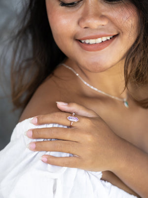 Lavender Hexagon Sapphire Ring in Ethical Rose Gold - Gardens of the Sun | Ethical Jewelry
