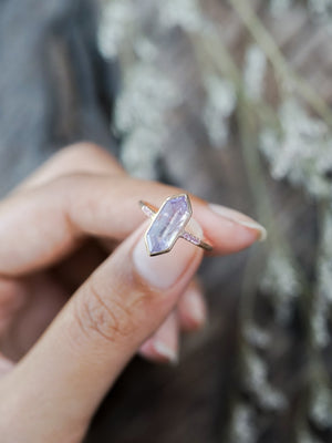 Lavender Hexagon Sapphire Ring in Ethical Rose Gold - Gardens of the Sun | Ethical Jewelry