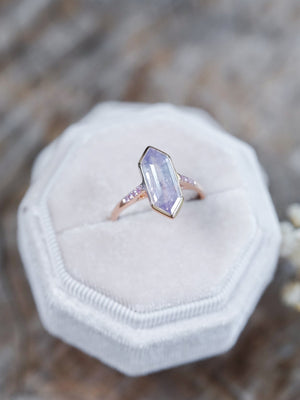Lavender Hexagon Sapphire Ring in Ethical Rose Gold - Gardens of the Sun | Ethical Jewelry