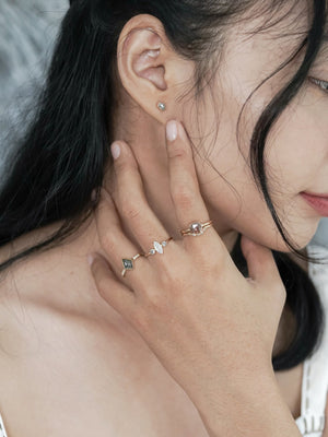 Marquise Salt and Pepper Diamond Ring in Ethical Gold - Gardens of the Sun | Ethical Jewelry