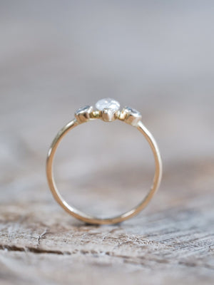 Marquise Salt and Pepper Diamond Ring in Ethical Gold - Gardens of the Sun | Ethical Jewelry