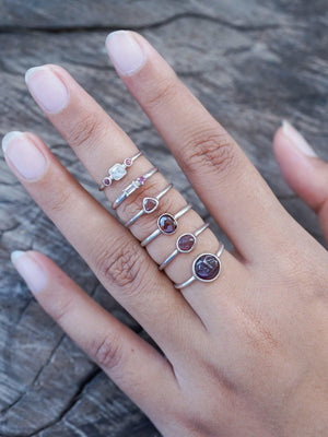 Milky Diamond and Garnet Ring - Gardens of the Sun | Ethical Jewelry