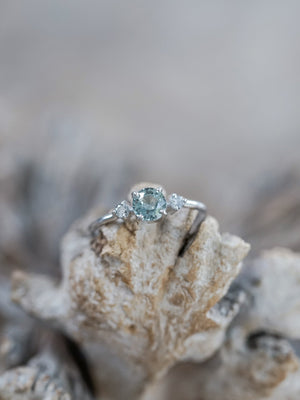 Mint Sapphire and Diamond Ring in Eco White Gold - Gardens of the Sun | Ethical Jewelry