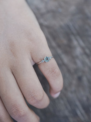 Mint Sapphire and Diamond Ring in Eco White Gold - Gardens of the Sun | Ethical Jewelry