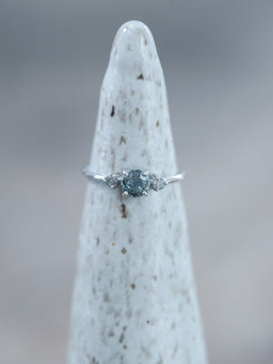 Mint Sapphire and Diamond Ring in Eco White Gold - Gardens of the Sun | Ethical Jewelry