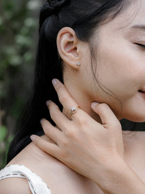 Mismatched Gray Diamond Earrings in Ethical Gold - Gardens of the Sun | Ethical Jewelry