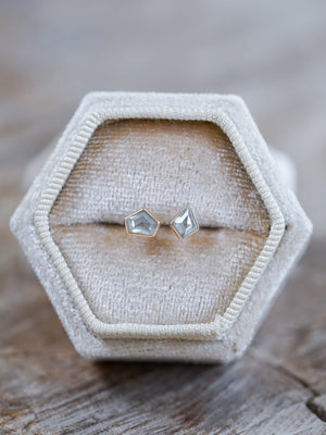 Mismatched Gray Diamond Earrings in Ethical Gold - Gardens of the Sun | Ethical Jewelry