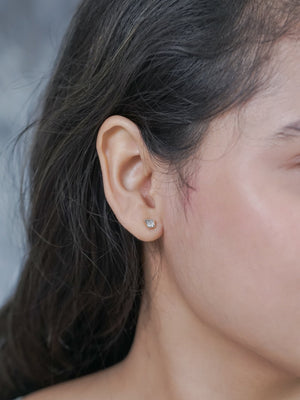 Mismatched Gray Diamond Earrings in Ethical Gold - Gardens of the Sun | Ethical Jewelry