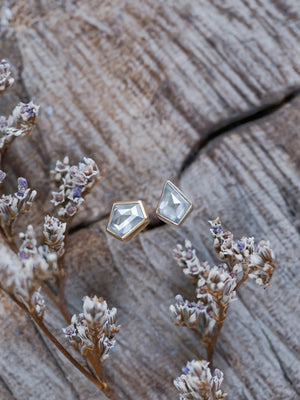 Mismatched Gray Diamond Earrings in Ethical Gold - Gardens of the Sun | Ethical Jewelry