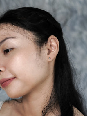 Mismatched Gray Diamond Earrings in Ethical Gold - Gardens of the Sun | Ethical Jewelry