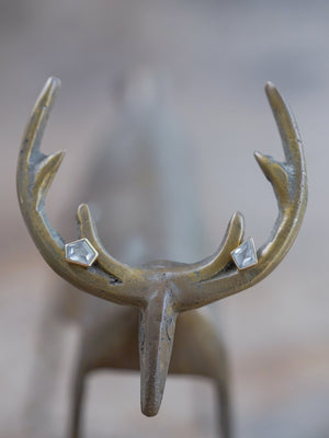 Mismatched Gray Diamond Earrings in Ethical Gold - Gardens of the Sun | Ethical Jewelry