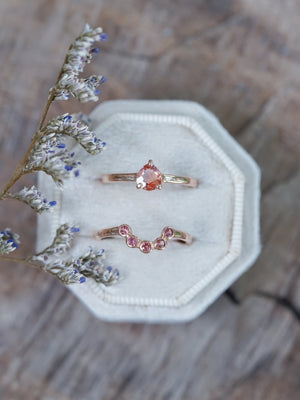 Montana Sapphire and Spinel Ring Set in Ethical Rose Gold - Gardens of the Sun | Ethical Jewelry