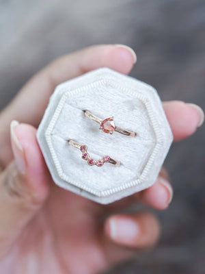 Montana Sapphire and Spinel Ring Set in Ethical Rose Gold - Gardens of the Sun | Ethical Jewelry