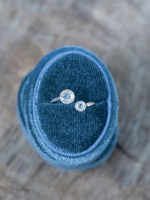 Moon and Back Moonstone and Aquamarine Ring - Gardens of the Sun | Ethical Jewelry