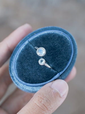 Moon and Back Moonstone and Aquamarine Ring - Gardens of the Sun | Ethical Jewelry