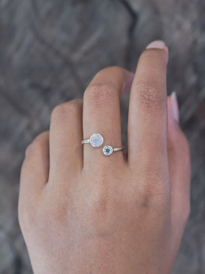 Moon and Back Moonstone and Aquamarine Ring - Gardens of the Sun | Ethical Jewelry