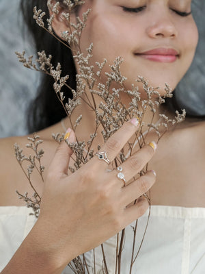 Moon and Back Moonstone and Aquamarine Ring - Gardens of the Sun | Ethical Jewelry