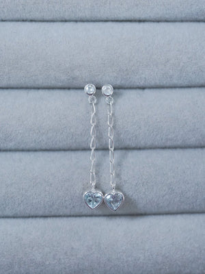 Moonstone and Aquamarine Heart Earrings - Gardens of the Sun | Ethical Jewelry