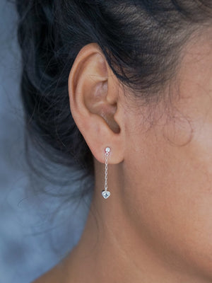 Moonstone and Aquamarine Heart Earrings - Gardens of the Sun | Ethical Jewelry