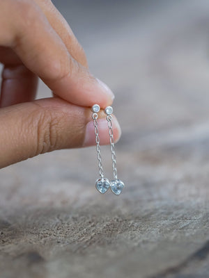 Moonstone and Aquamarine Heart Earrings - Gardens of the Sun | Ethical Jewelry