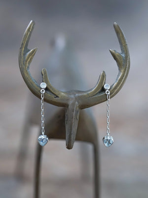 Moonstone and Aquamarine Heart Earrings - Gardens of the Sun | Ethical Jewelry