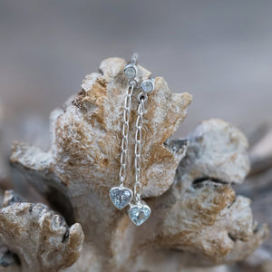 Moonstone and Aquamarine Heart Earrings - Gardens of the Sun | Ethical Jewelry