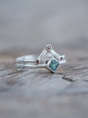 Nebula Sapphire and Garnet Ring Set - Gardens of the Sun | Ethical Jewelry