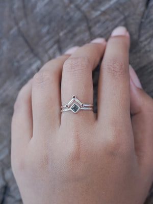 Nebula Sapphire and Garnet Ring Set - Gardens of the Sun | Ethical Jewelry