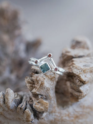 Nebula Sapphire and Garnet Ring Set - Gardens of the Sun | Ethical Jewelry