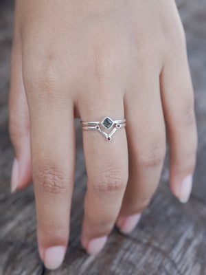 Nebula Sapphire and Garnet Ring Set - Gardens of the Sun | Ethical Jewelry